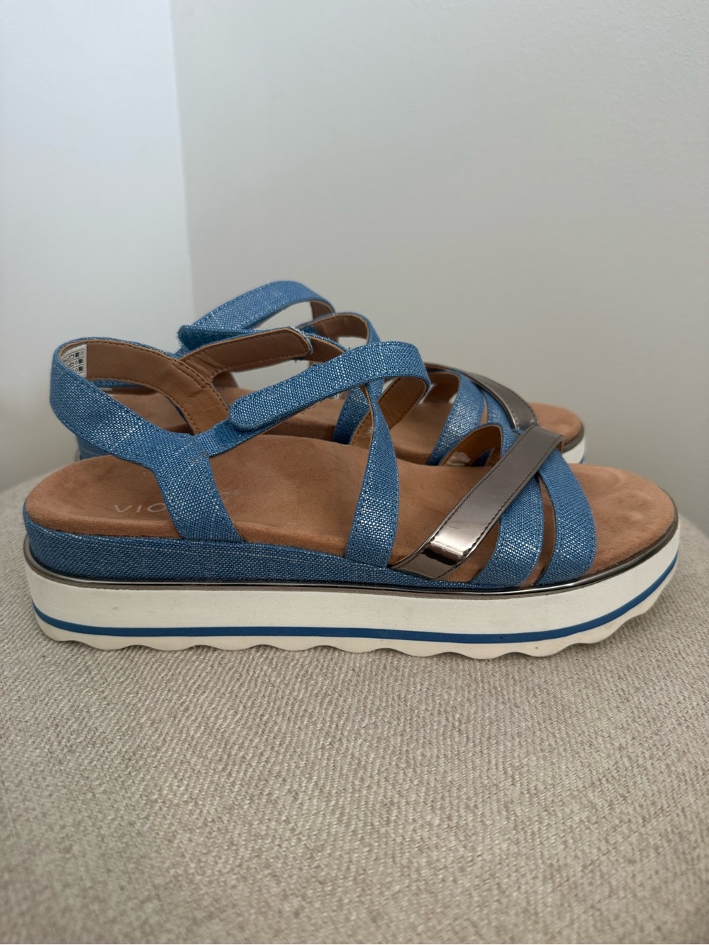 Vionic Kellyn Flatform Sandals-Vallarta Blue (size 8.5)
